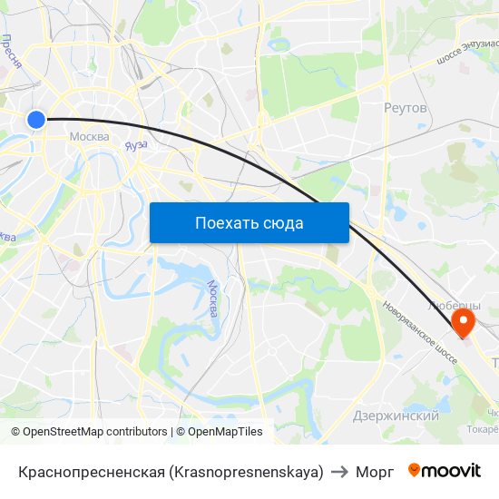 Краснопресненская (Krasnopresnenskaya) to Морг map