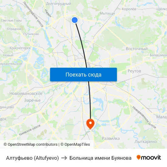 Алтуфьево (Altufyevo) to Больница имени Буянова map