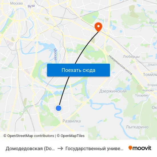 Домодедовская (Domodedovskaya) to Государственный университет управления map