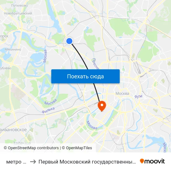 метро Войковская to Первый Московский государственный медицинский университет им. И. М. Сеченова map