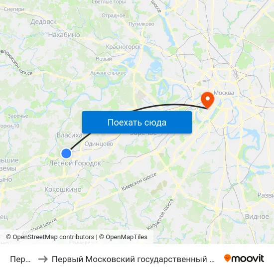 Перхушково to Первый Московский государственный медицинский университет им. И. М. Сеченова map