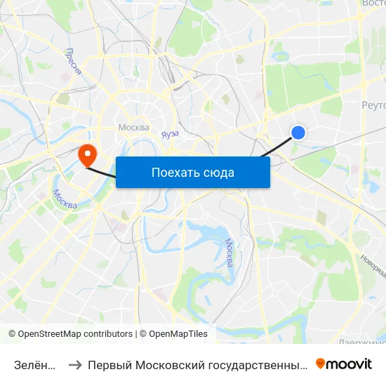 Зелёный Проспект to Первый Московский государственный медицинский университет им. И. М. Сеченова map