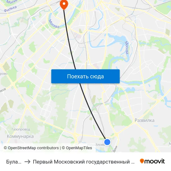 Булатниково to Первый Московский государственный медицинский университет им. И. М. Сеченова map