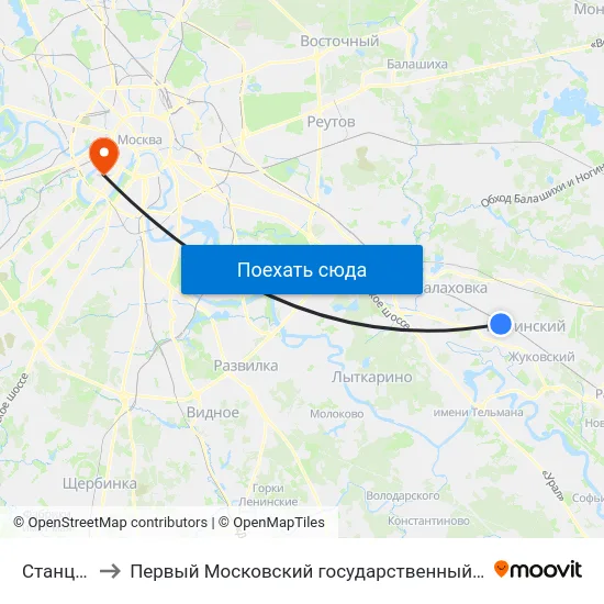Станция Быково to Первый Московский государственный медицинский университет им. И. М. Сеченова map