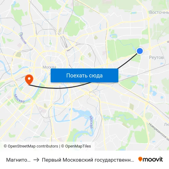 Магнитогорская улица to Первый Московский государственный медицинский университет им. И. М. Сеченова map