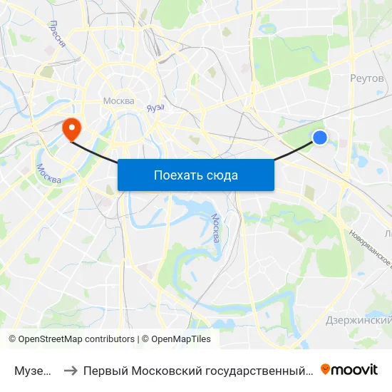 Музей "Кусково" to Первый Московский государственный медицинский университет им. И. М. Сеченова map