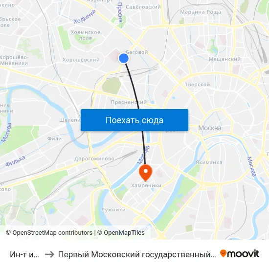 Ин-т им. Герцена to Первый Московский государственный медицинский университет им. И. М. Сеченова map