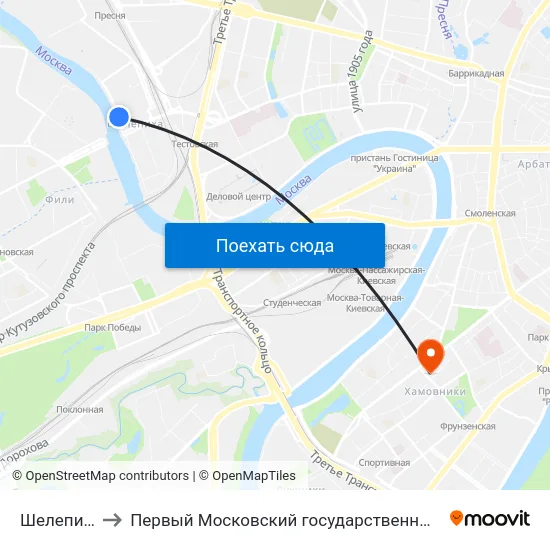 Шелепихинская наб. to Первый Московский государственный медицинский университет им. И. М. Сеченова map