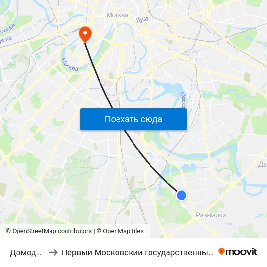 Домодедовская ул. to Первый Московский государственный медицинский университет им. И. М. Сеченова map