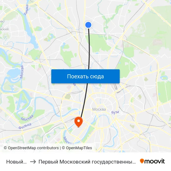 Новый Иерусалим to Первый Московский государственный медицинский университет им. И. М. Сеченова map