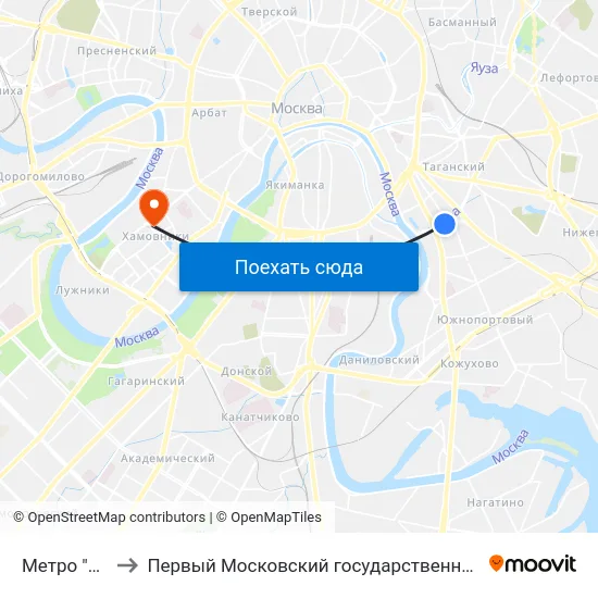 Метро "Пролетарская" to Первый Московский государственный медицинский университет им. И. М. Сеченова map