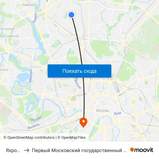 Яхромская ул. to Первый Московский государственный медицинский университет им. И. М. Сеченова map