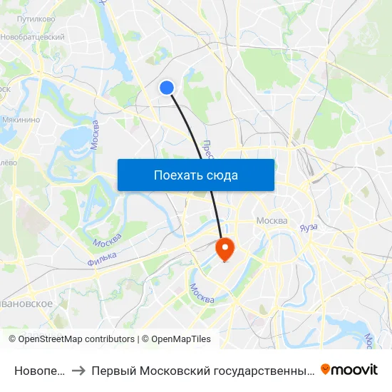Новопетровская ул. to Первый Московский государственный медицинский университет им. И. М. Сеченова map