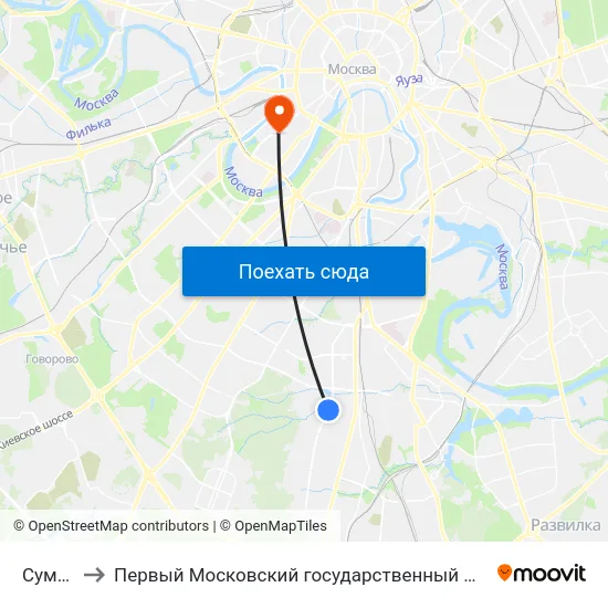 Сумской пр. to Первый Московский государственный медицинский университет им. И. М. Сеченова map