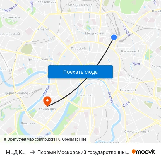 МЦД Каланчёвская to Первый Московский государственный медицинский университет им. И. М. Сеченова map