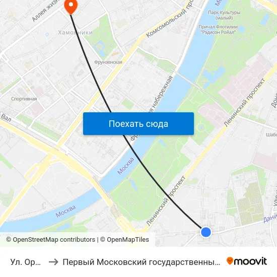 Ул. Орджоникидзе to Первый Московский государственный медицинский университет им. И. М. Сеченова map