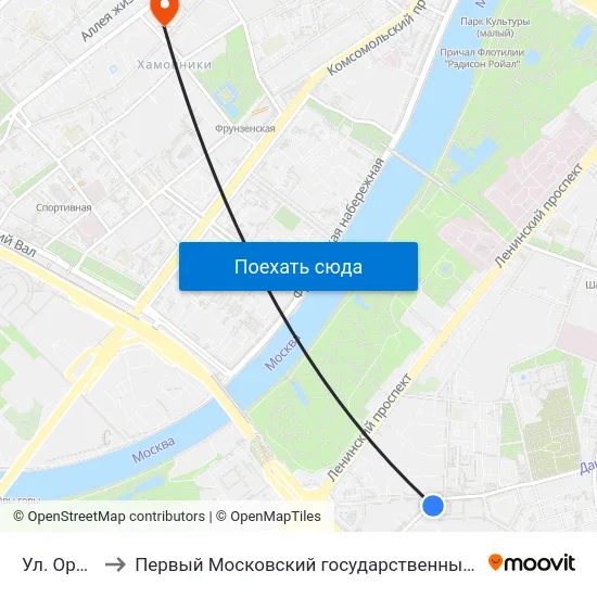 Ул. Орджоникидзе to Первый Московский государственный медицинский университет им. И. М. Сеченова map