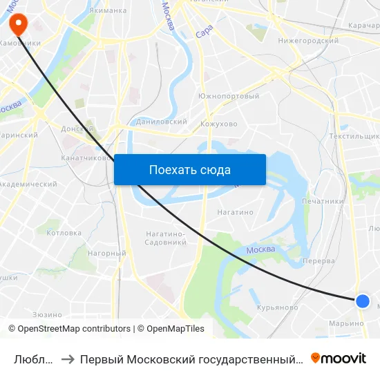 Люблинская ул. to Первый Московский государственный медицинский университет им. И. М. Сеченова map