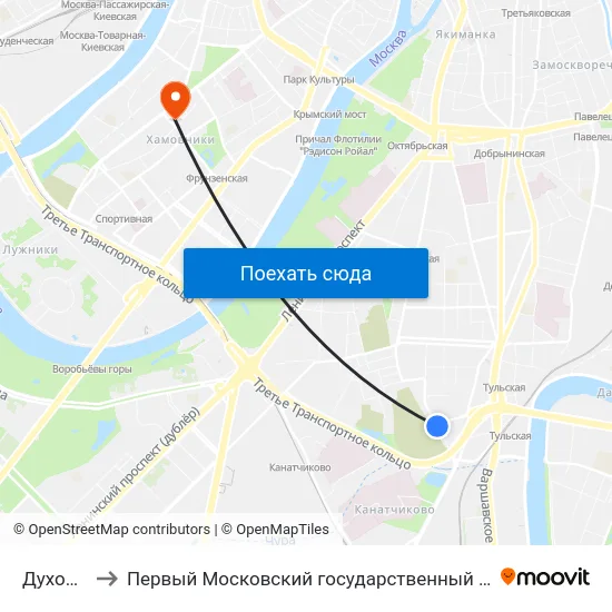Духовской пер. to Первый Московский государственный медицинский университет им. И. М. Сеченова map