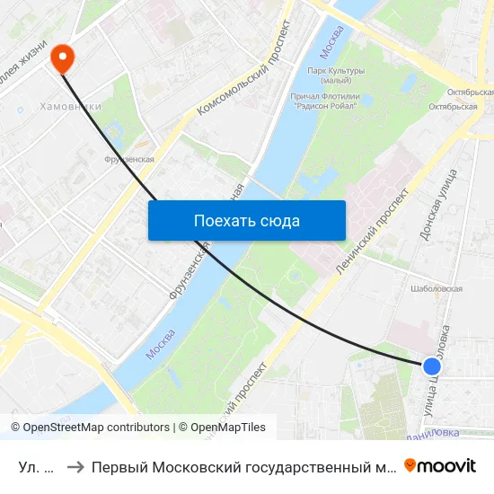 Ул. Лестева to Первый Московский государственный медицинский университет им. И. М. Сеченова map