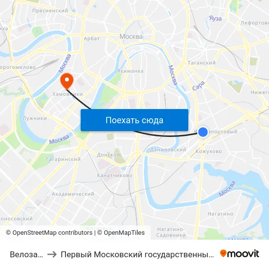 Велозаводская ул. to Первый Московский государственный медицинский университет им. И. М. Сеченова map