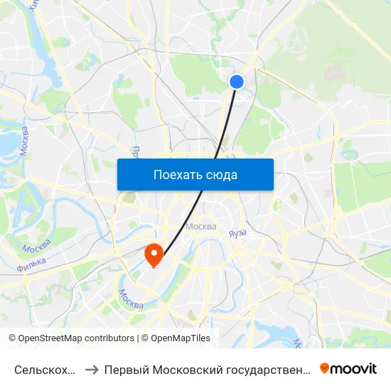 Сельскохозяйственная ул. to Первый Московский государственный медицинский университет им. И. М. Сеченова map