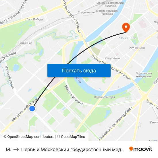 МГУ to Первый Московский государственный медицинский университет им. И. М. Сеченова map