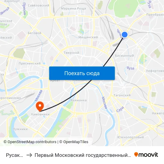 Русаковская ул. to Первый Московский государственный медицинский университет им. И. М. Сеченова map