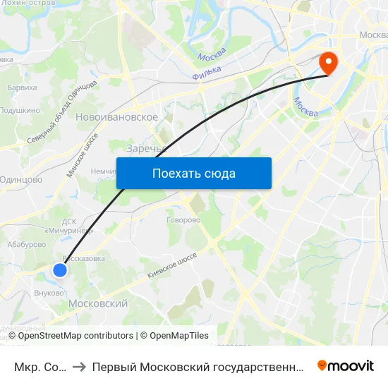 Мкр. Солнцево-Парк to Первый Московский государственный медицинский университет им. И. М. Сеченова map