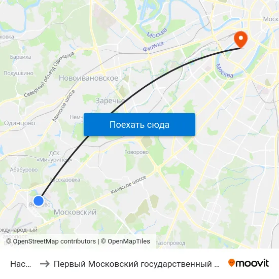Насосная ул. to Первый Московский государственный медицинский университет им. И. М. Сеченова map