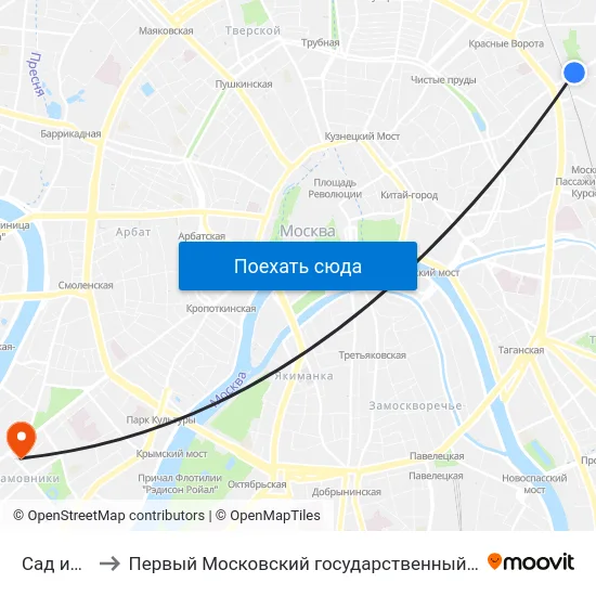 Сад им. Баумана to Первый Московский государственный медицинский университет им. И. М. Сеченова map