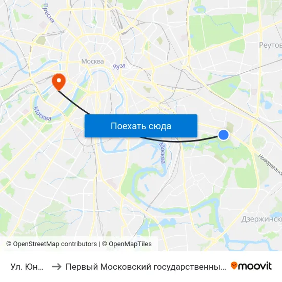 Ул. Юных Ленинцев to Первый Московский государственный медицинский университет им. И. М. Сеченова map