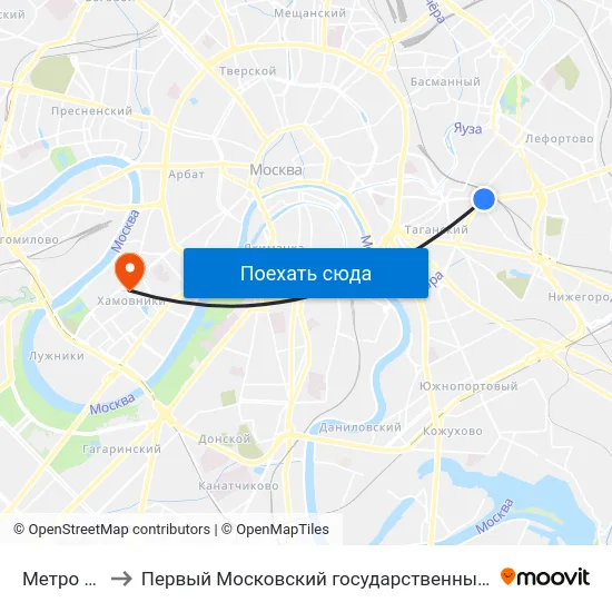 Метро "Пл. Ильича" to Первый Московский государственный медицинский университет им. И. М. Сеченова map