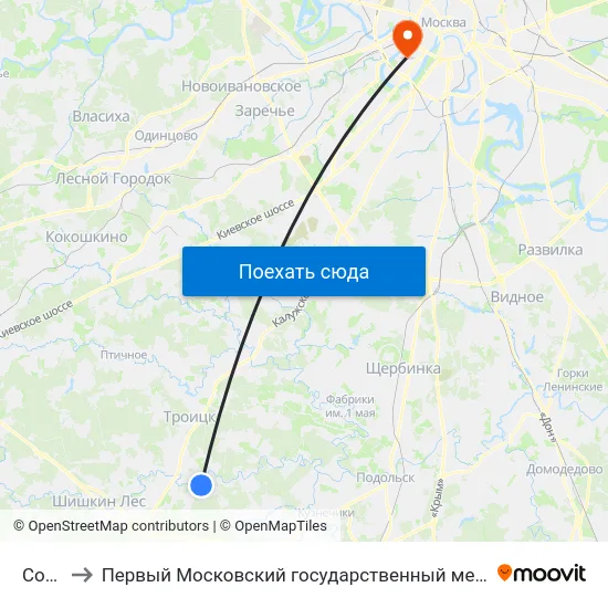 Софьино to Первый Московский государственный медицинский университет им. И. М. Сеченова map