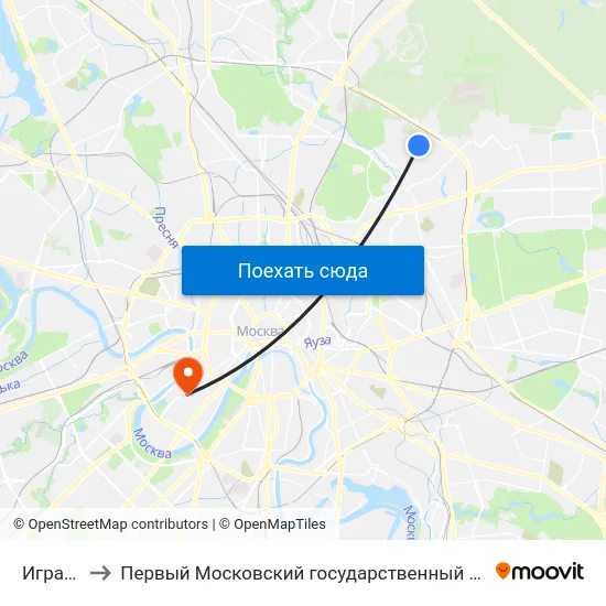 Игральная ул. to Первый Московский государственный медицинский университет им. И. М. Сеченова map