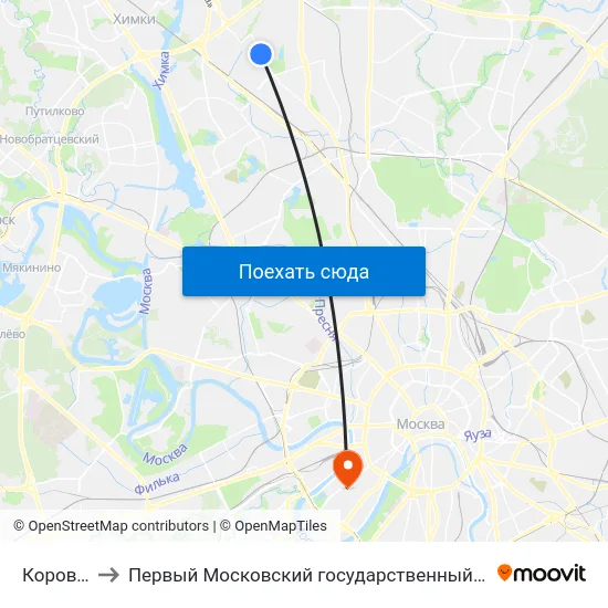 Коровинское ш. to Первый Московский государственный медицинский университет им. И. М. Сеченова map