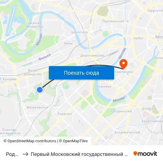 Роддом № 3 to Первый Московский государственный медицинский университет им. И. М. Сеченова map