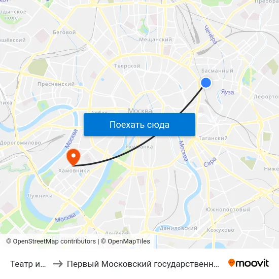 Театр им. Н.В. Гоголя to Первый Московский государственный медицинский университет им. И. М. Сеченова map