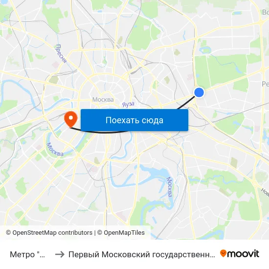 Метро "Ш. Энтузиастов" to Первый Московский государственный медицинский университет им. И. М. Сеченова map