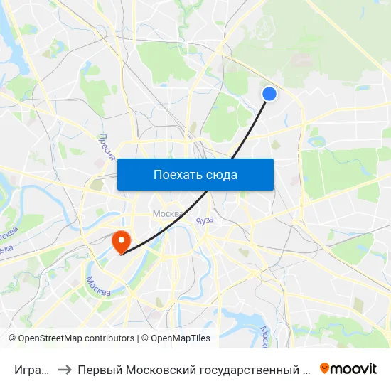 Игральная ул. to Первый Московский государственный медицинский университет им. И. М. Сеченова map