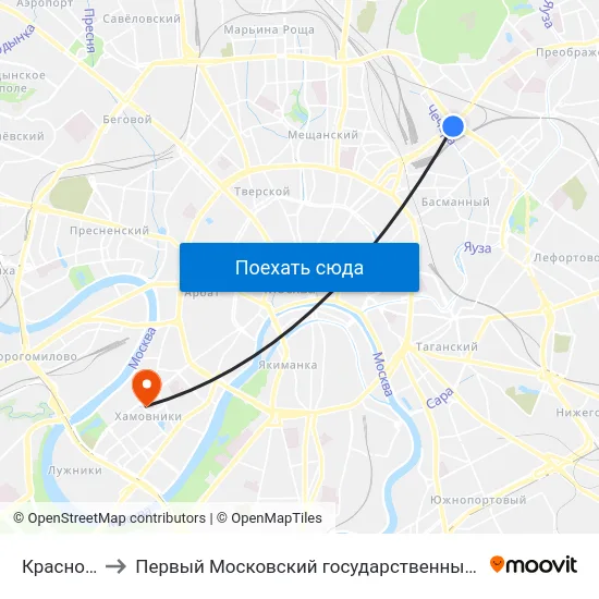 Краснопрудная ул. to Первый Московский государственный медицинский университет им. И. М. Сеченова map