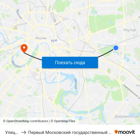 Улица Юности to Первый Московский государственный медицинский университет им. И. М. Сеченова map