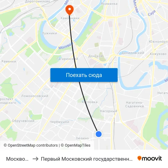 Москворецкий рынок to Первый Московский государственный медицинский университет им. И. М. Сеченова map