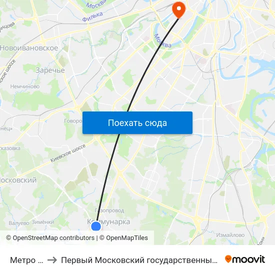 Метро "Ольховая" to Первый Московский государственный медицинский университет им. И. М. Сеченова map