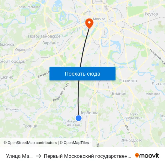 Улица Маршала Логинова to Первый Московский государственный медицинский университет им. И. М. Сеченова map