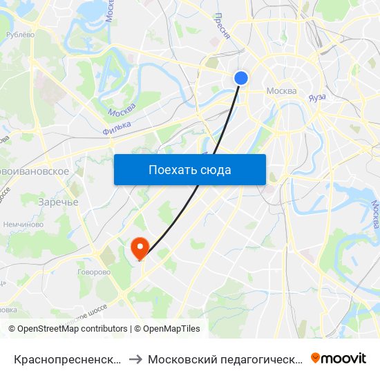 Краснопресненская (Krasnopresnenskaya) to Московский педагогический государственный университет map