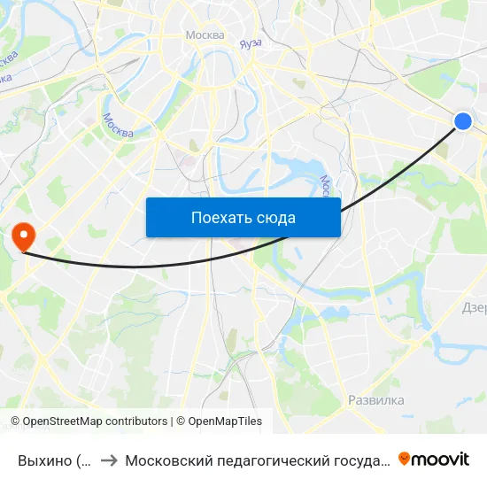 Выхино (Vykhino) to Московский педагогический государственный университет map