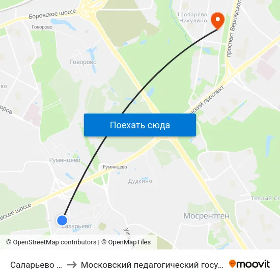 Саларьево (Salaryevo) to Московский педагогический государственный университет map