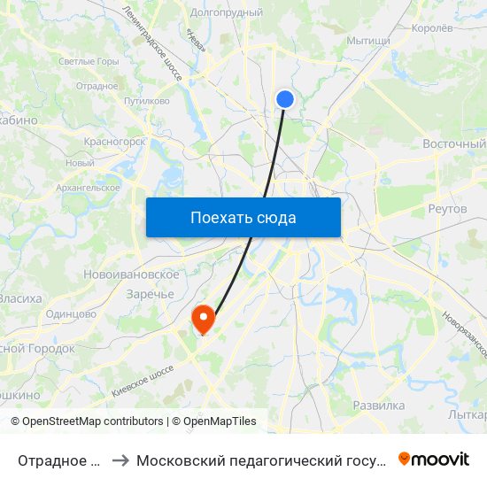 Отрадное (Otradnoe) to Московский педагогический государственный университет map