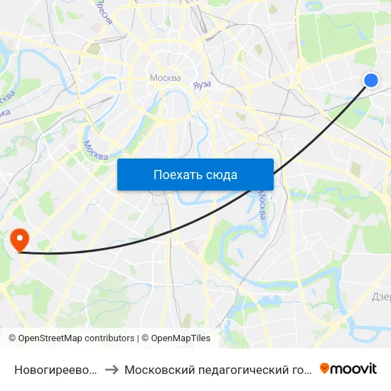 Новогиреево (Novogireevo) to Московский педагогический государственный университет map
